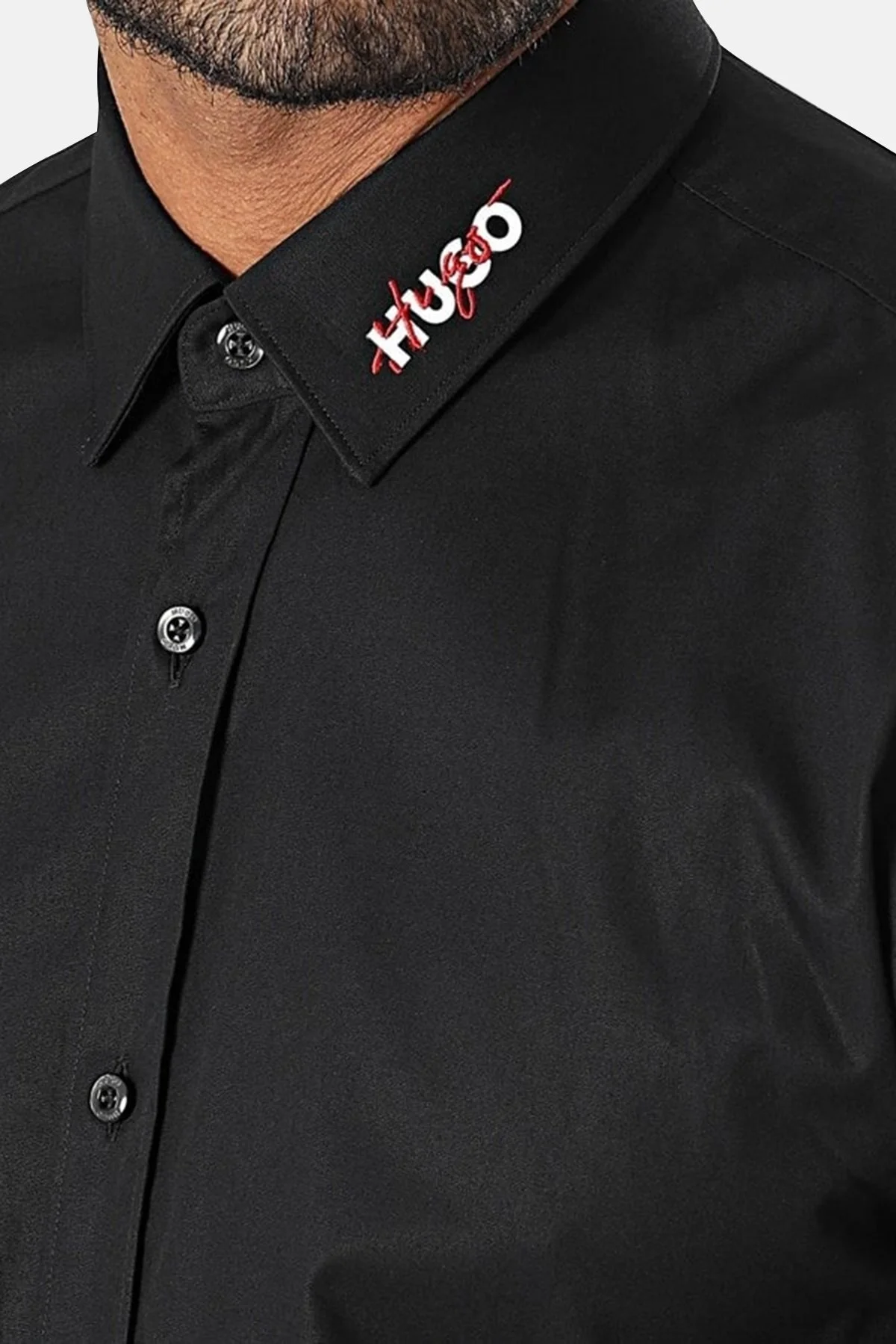 Hugo % 100 Pamuk Ekstra Slim Fit Kolay Ütülenen Pamuklu Poplin Erkek Gömlek 50495087 001 SİYAH - 3