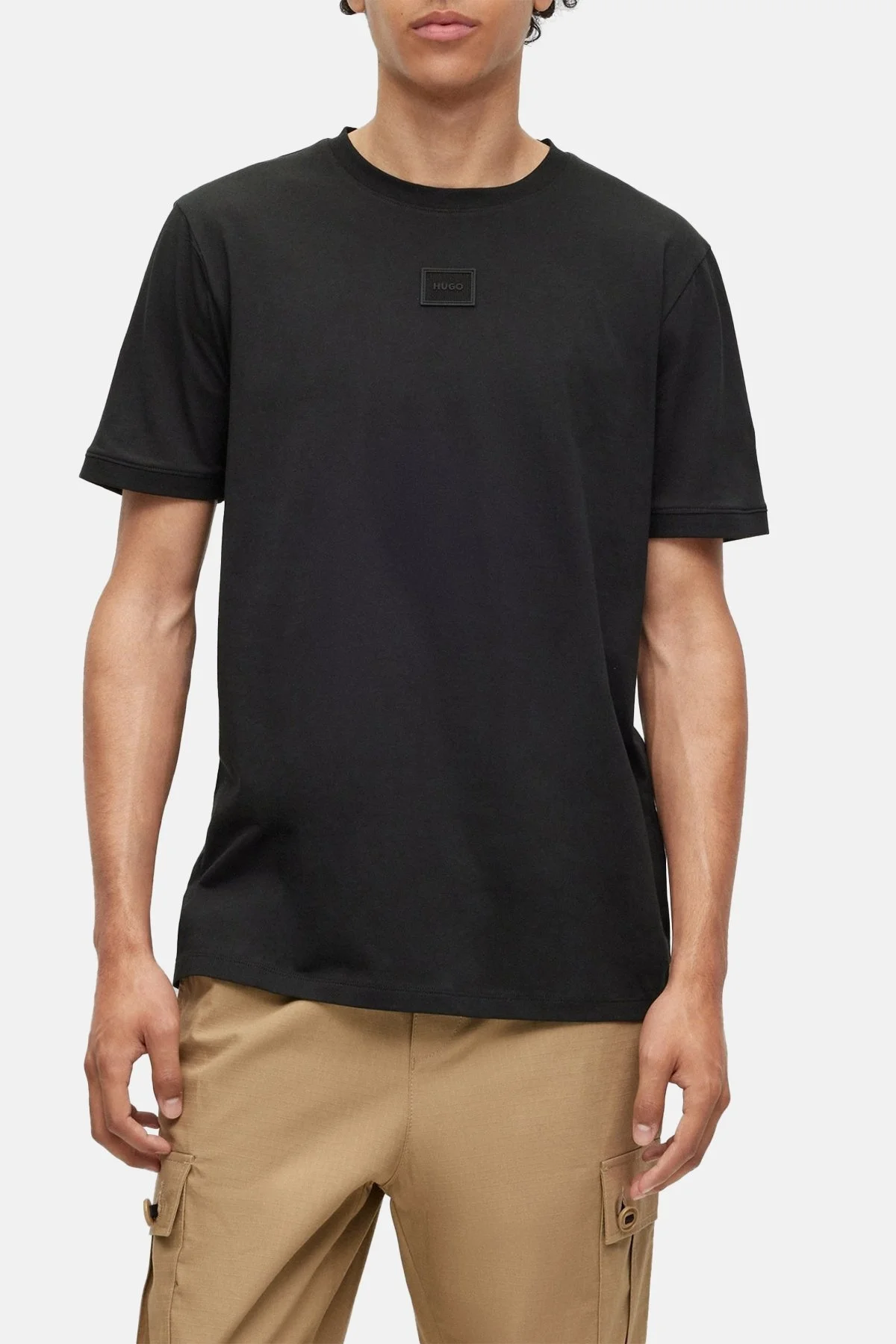 Hugo % 100 Pamuk Jarse Bisiklet Yaka Logolu Regular Fit Erkek T Shirt 50495635 001 SİYAH - 1