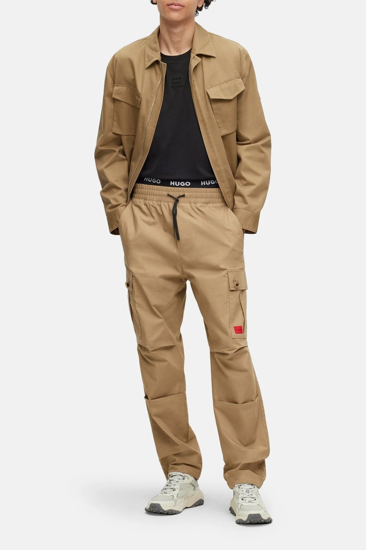 Hugo % 100 Pamuk Jarse Bisiklet Yaka Logolu Regular Fit Erkek T Shirt 50495635 001 SİYAH - 3