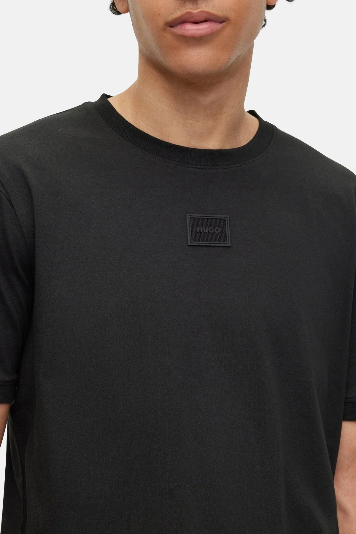 Hugo % 100 Pamuk Jarse Bisiklet Yaka Logolu Regular Fit Erkek T Shirt 50495635 001 SİYAH - 4