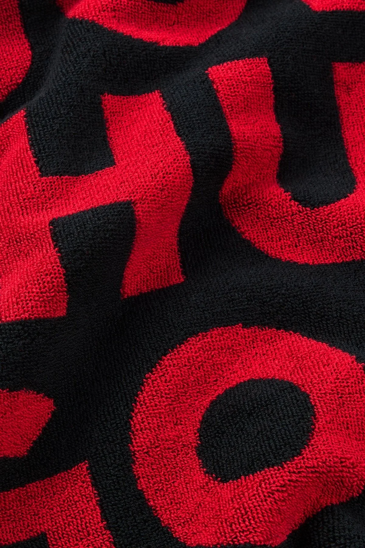 Hugo % 100 Pamuk Logolu 180*90 cm Erkek Plaj Havlusu 50539992 002 SİYAH-KIRMIZI - 3