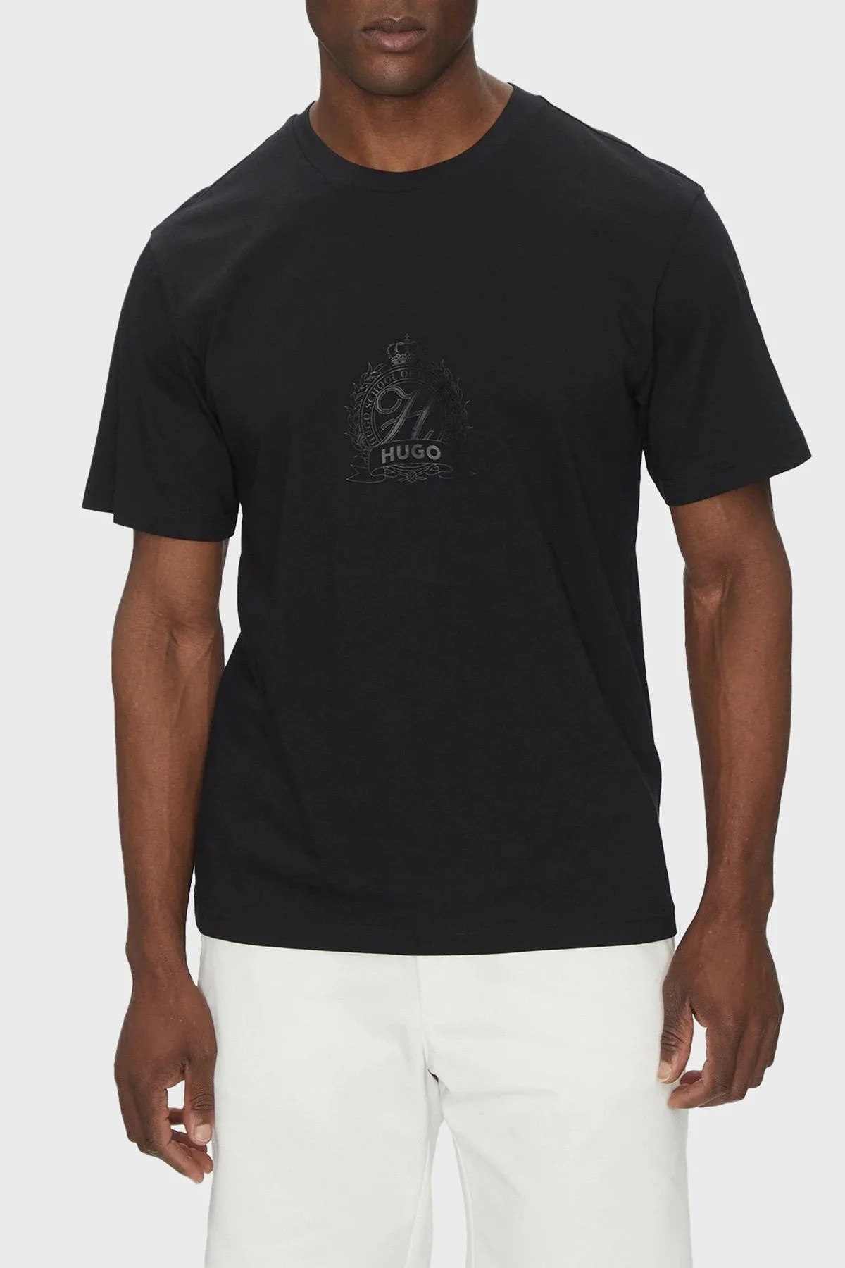 Hugo % 100 Pamuk Logolu Regular Fit Bisiklet Yaka Erkek T Shirt 50538246 001 SİYAH - 1