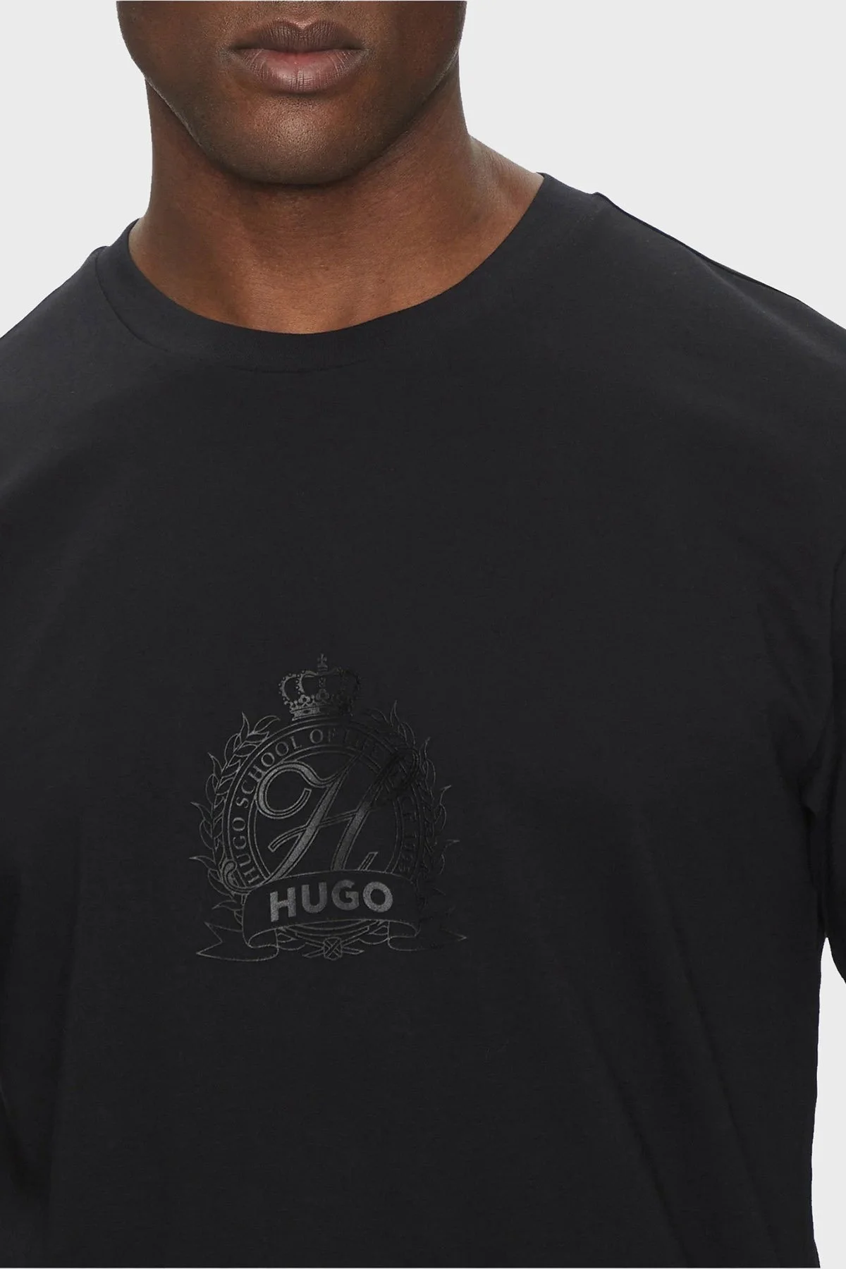 Hugo % 100 Pamuk Logolu Regular Fit Bisiklet Yaka Erkek T Shirt 50538246 001 SİYAH - 4