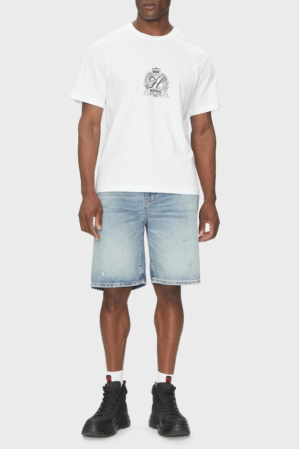 Hugo % 100 Pamuk Logolu Regular Fit Bisiklet Yaka Erkek T Shirt 50538246 100 BEYAZ - 2