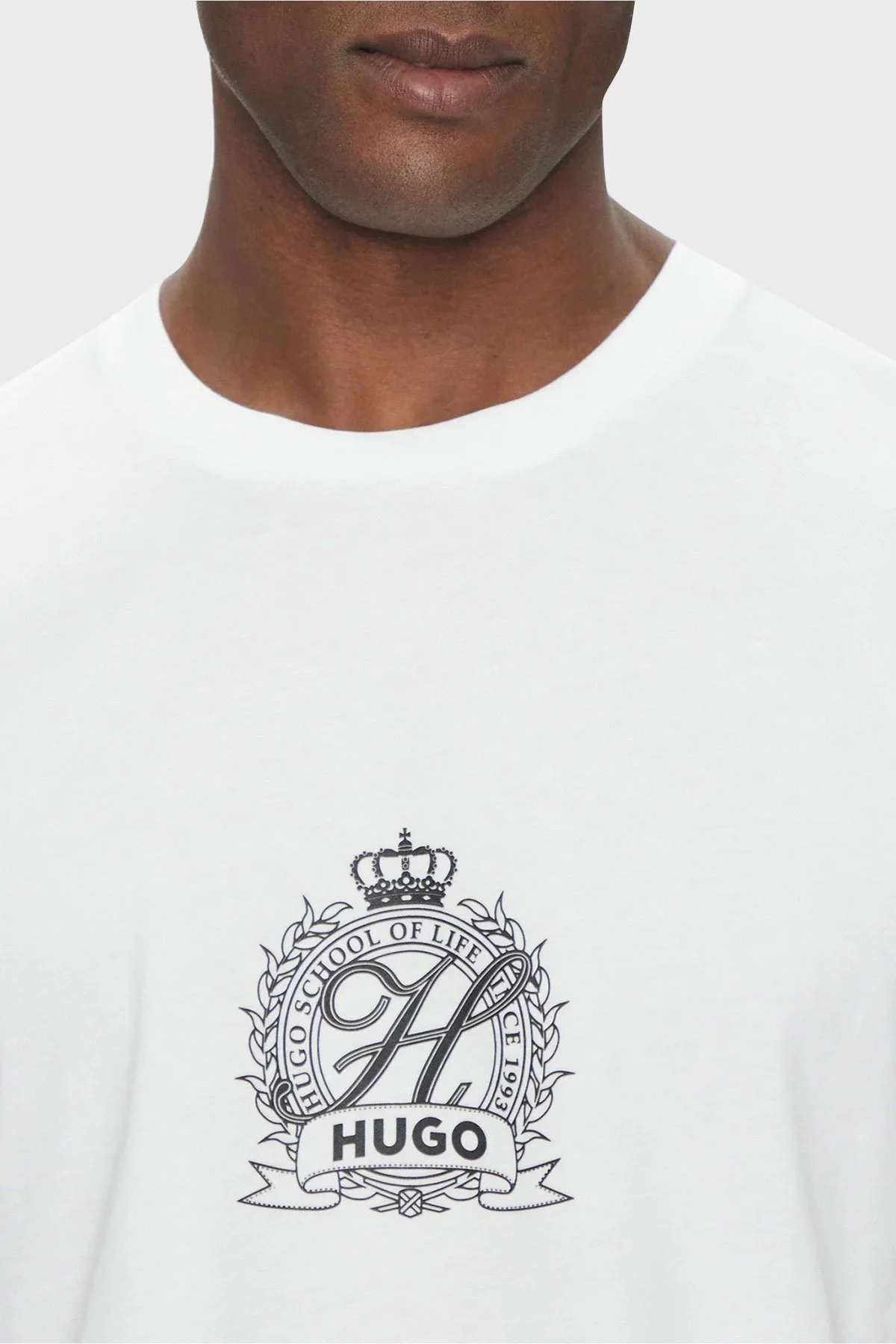 Hugo % 100 Pamuk Logolu Regular Fit Bisiklet Yaka Erkek T Shirt 50538246 100 BEYAZ - 4