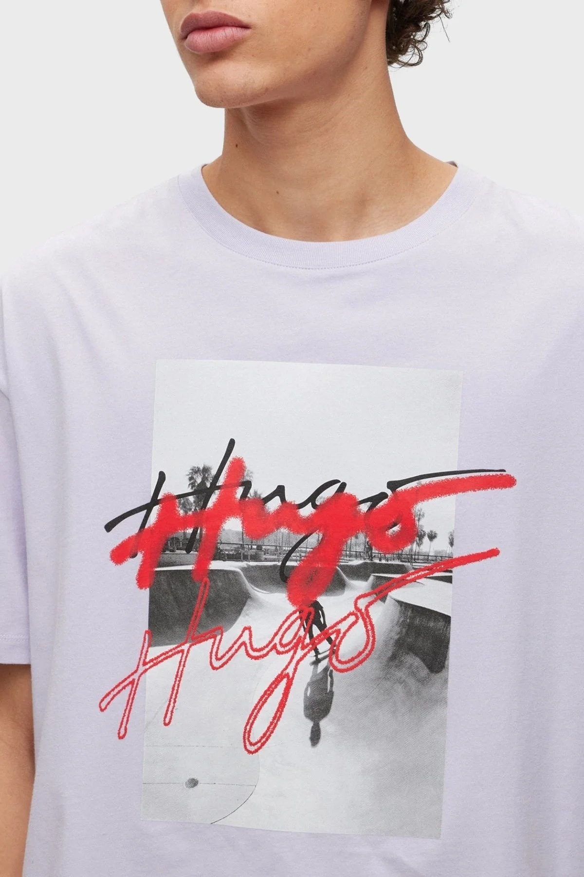 Hugo % 100 Pamuk Oversize Fit Bisiklet Yaka Erkek T Shirt 50491813 535 BEYAZ - 4