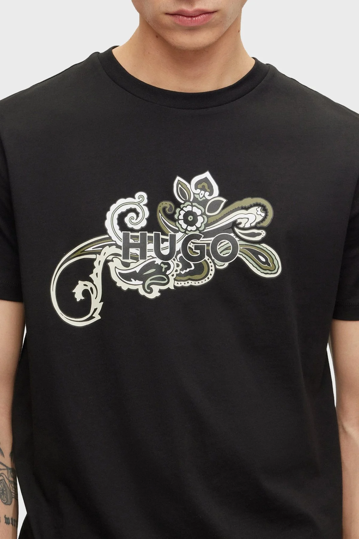 Hugo % 100 Pamuk Regular Fit Bisiklet Yaka Erkek T Shirt 50493021 001 SİYAH - 4