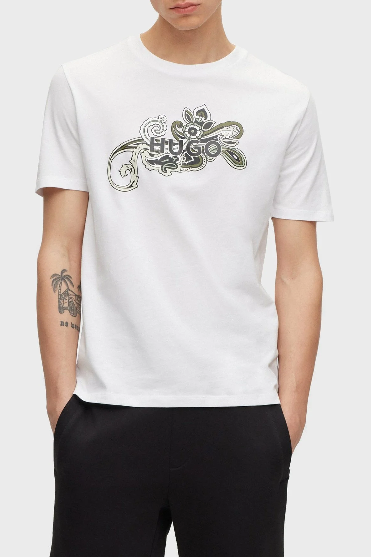 Hugo % 100 Pamuk Regular Fit Bisiklet Yaka Erkek T Shirt 50493021 100 BEYAZ - 1