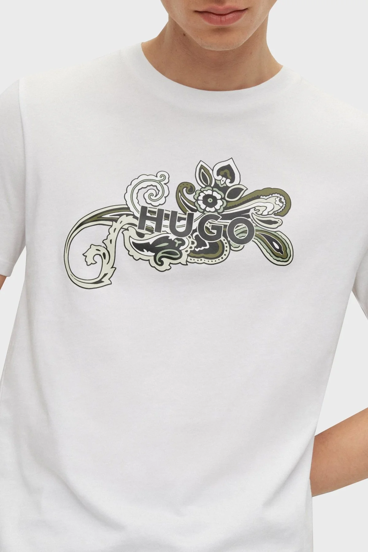 Hugo % 100 Pamuk Regular Fit Bisiklet Yaka Erkek T Shirt 50493021 100 BEYAZ - 4