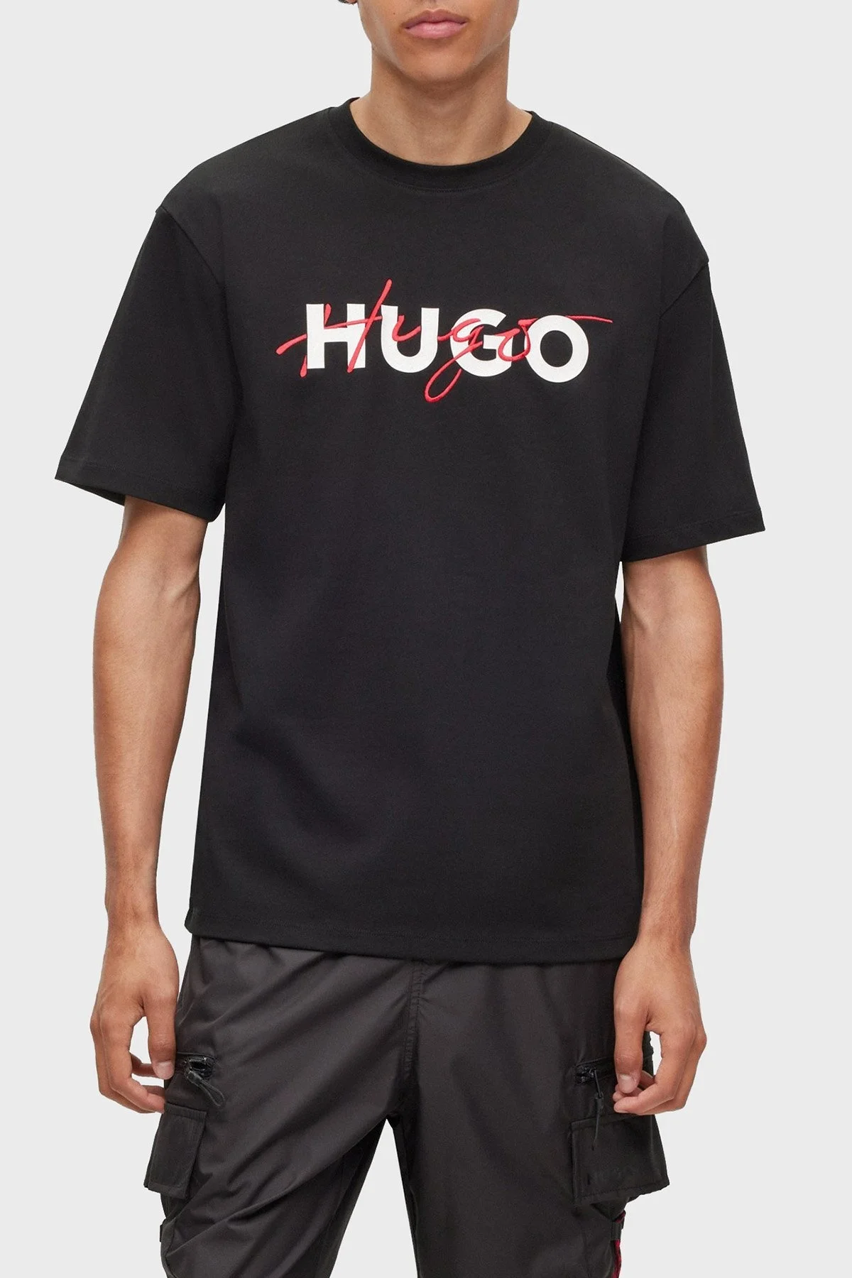 Hugo % 100 Pamuk Relaxed Fit Bisiklet Yaka Erkek T Shirt 50494565 001 SİYAH - 1