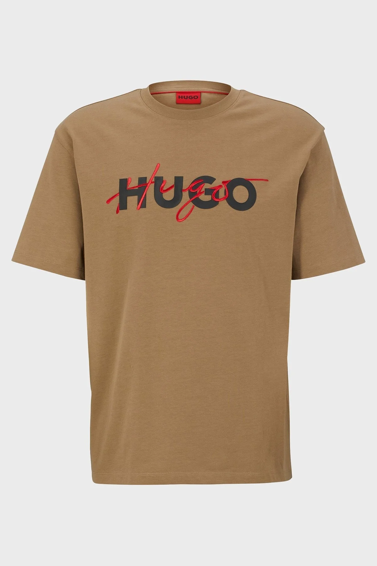 Hugo % 100 Pamuk Relaxed Fit Bisiklet Yaka Erkek T Shirt 50494565 242 AÇIK KAHVE - 5