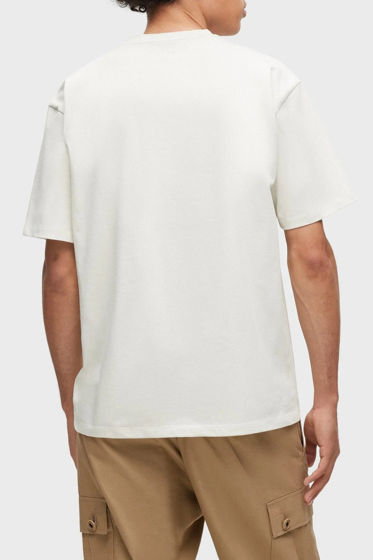 Hugo % 100 Pamuk Relaxed Fit Bisiklet Yaka Erkek T Shirt 50494565 333 EKRU - 2