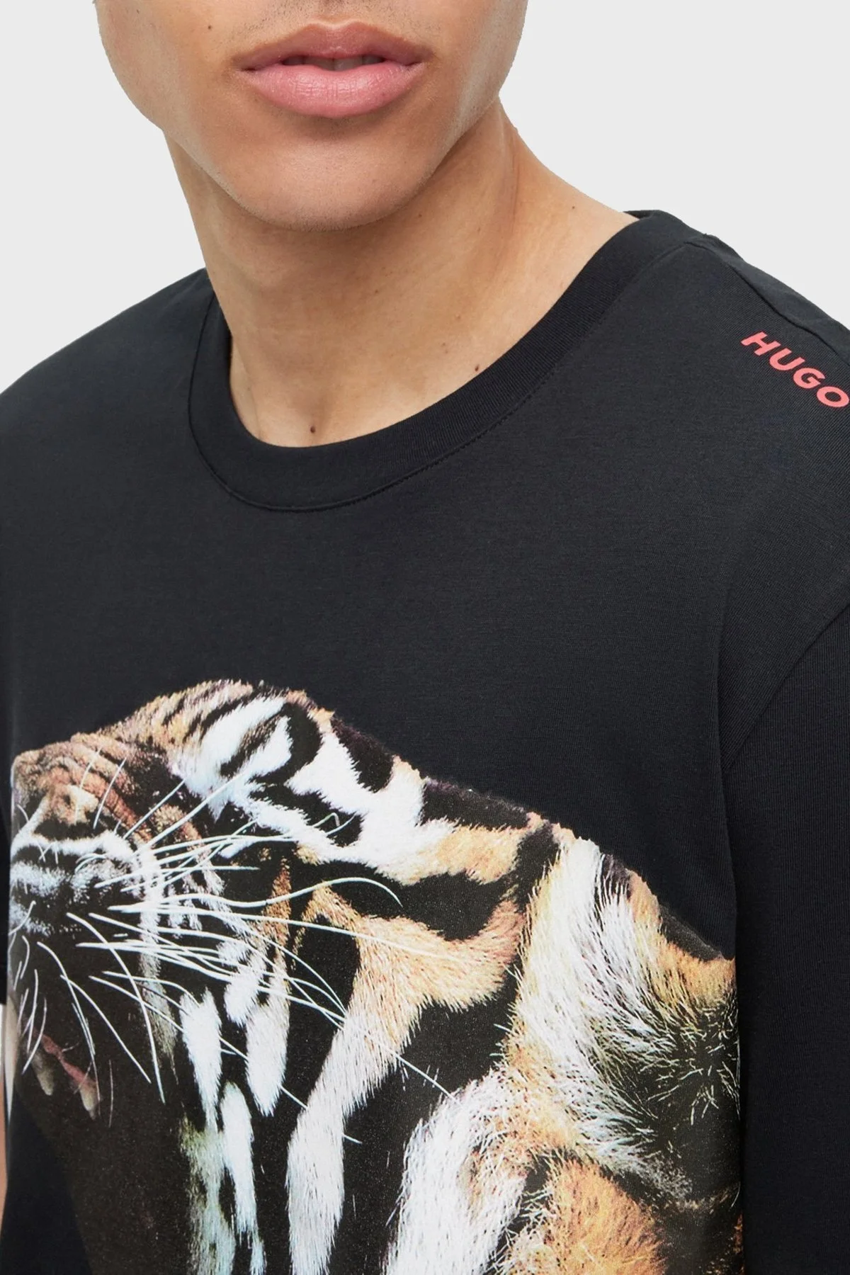 Hugo % 100 Pamuk Regular Fit Bisiklet Yaka Erkek T Shirt 50494577 001 SİYAH - 4