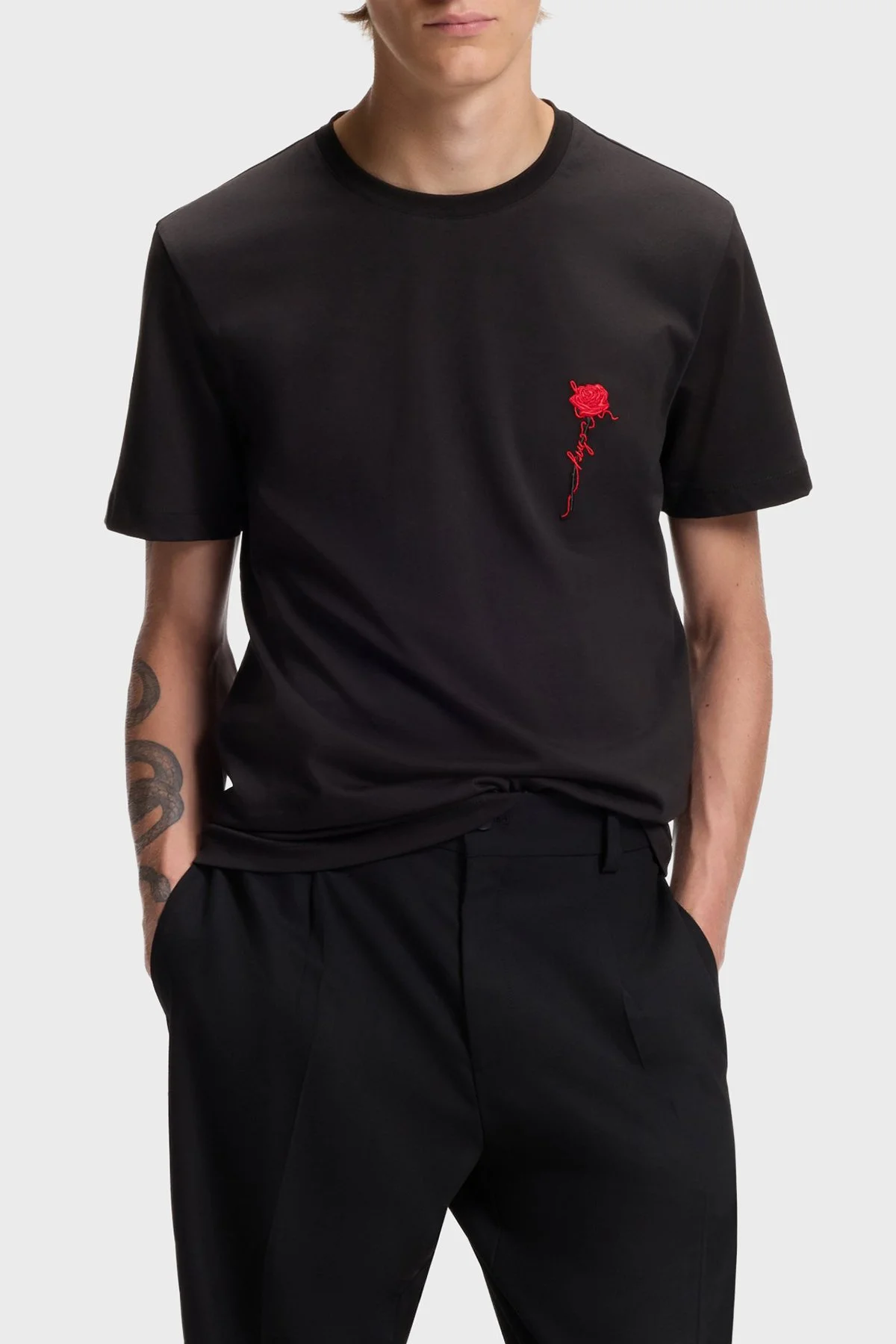 Hugo % 100 Pamuk Regular Fit Bisiklet Yaka Erkek T Shirt 50574447 001 Siyah - 1