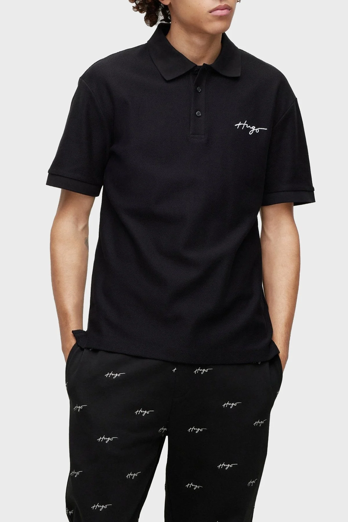 Hugo % 100 Pamuk Regular Fit Düğmeli Erkek Polo T Shirt 50488854 001 SİYAH - 1