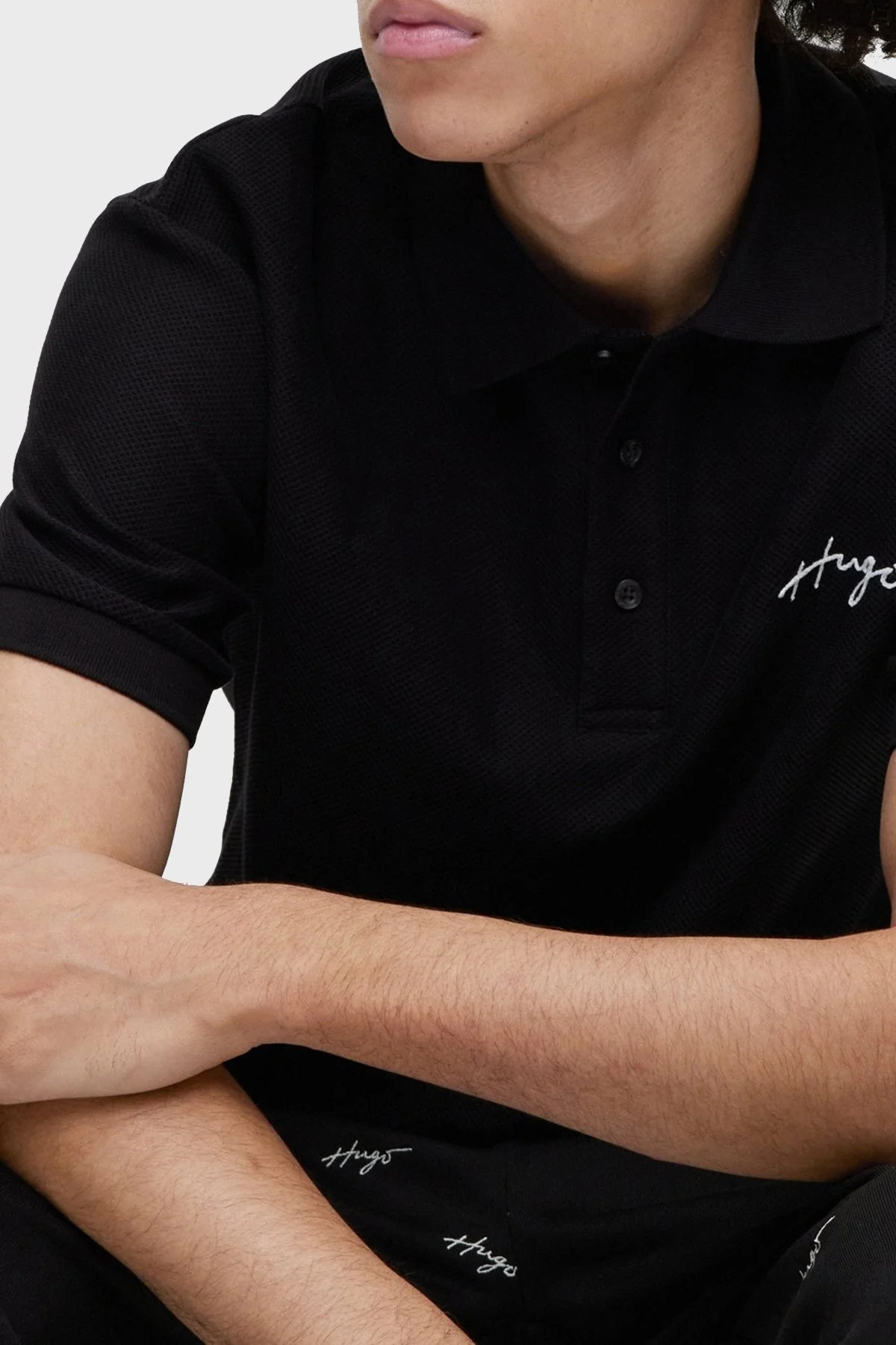 Hugo % 100 Pamuk Regular Fit Düğmeli Erkek Polo T Shirt 50488854 001 SİYAH - 4