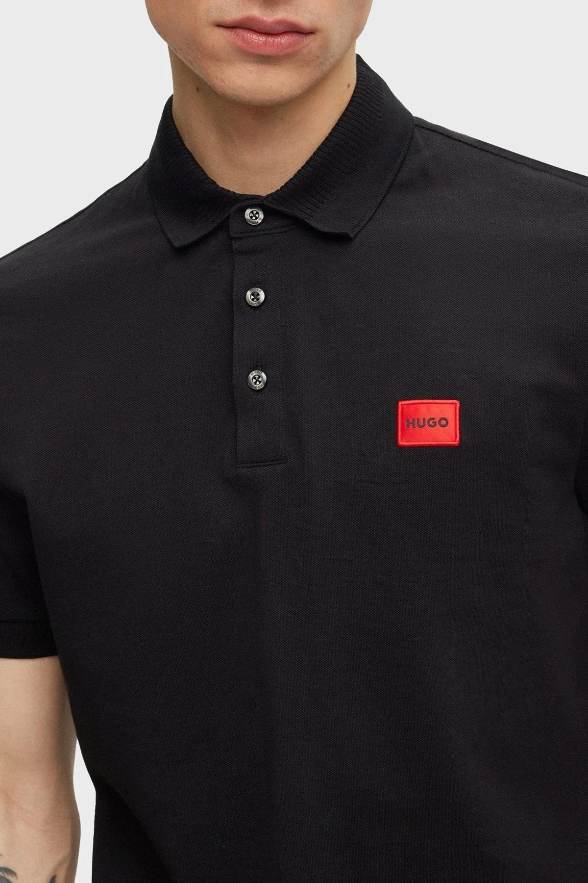 Hugo % 100 Pamuk Regular Fit Düğmeli Erkek Polo Yaka T Shirt 50490770 001 SİYAH - 4