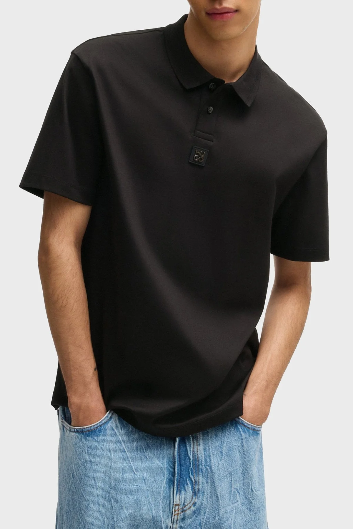 Hugo % 100 Pamuk Regular Fit Düğmeli Erkek Polo Yaka T Shirt 50517638 001 SİYAH - 1