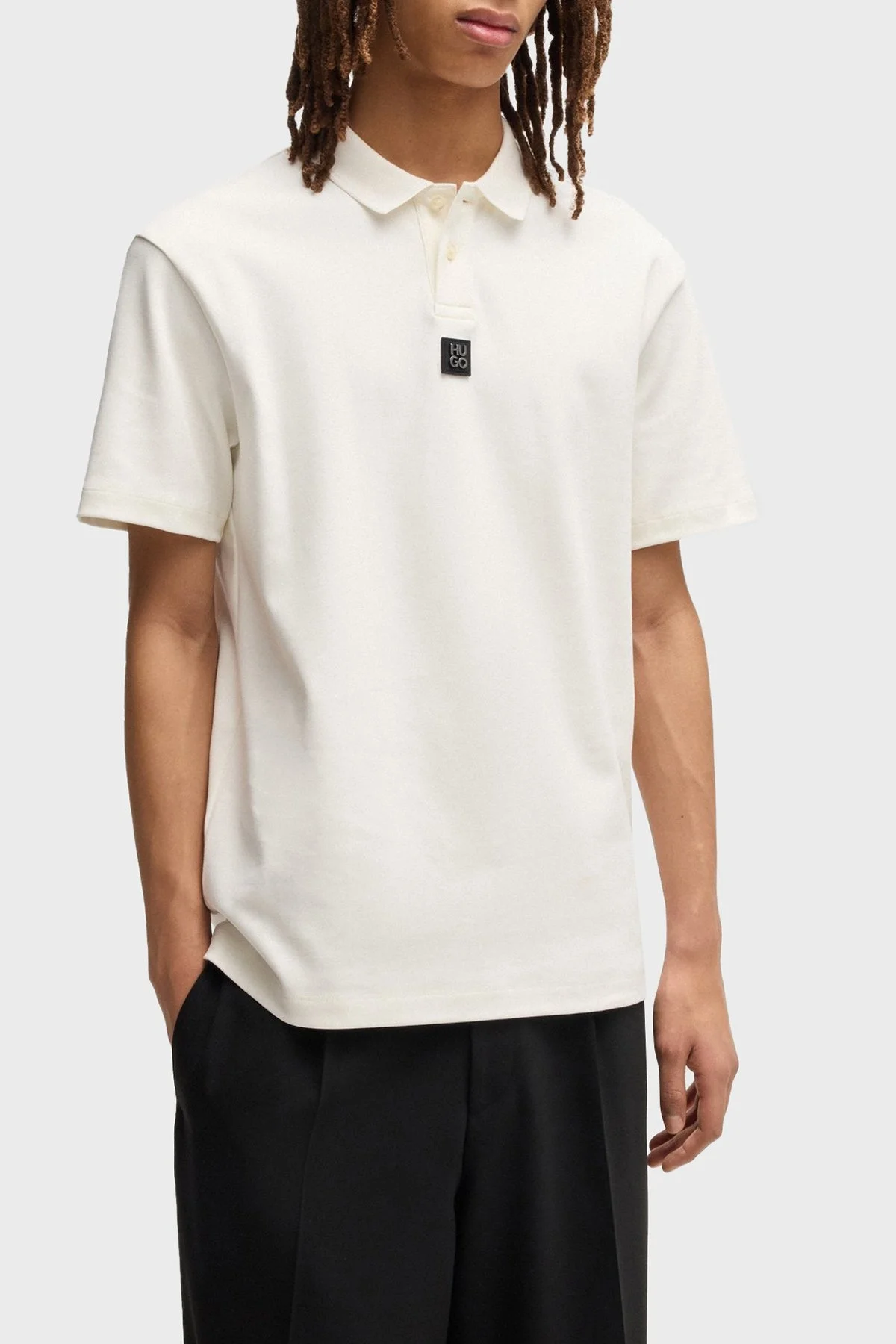 Hugo % 100 Pamuk Regular Fit Düğmeli Erkek Polo Yaka T Shirt 50517638 102 BEYAZ - 1