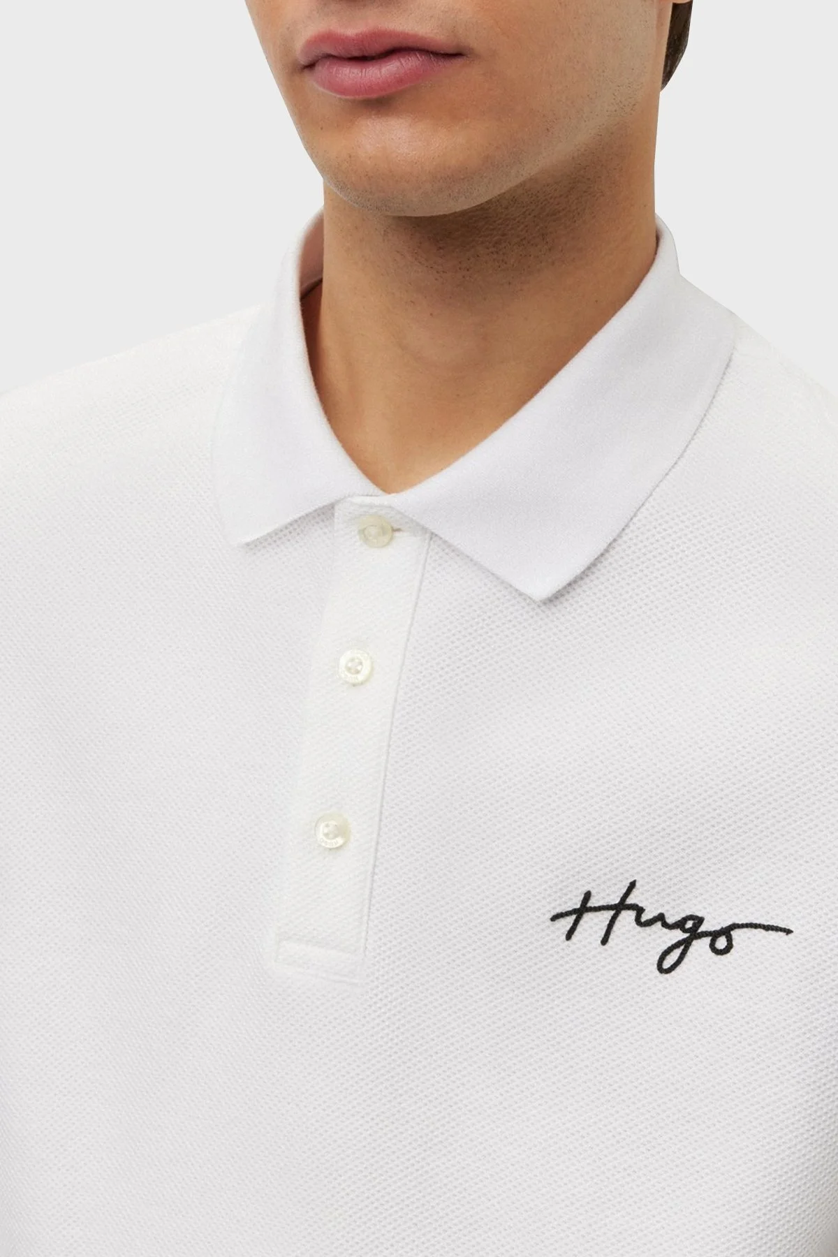 Hugo % 100 Pamuk Regular Fit Düğmeli Polo Erkek T Shirt 50488854 100 BEYAZ - 3