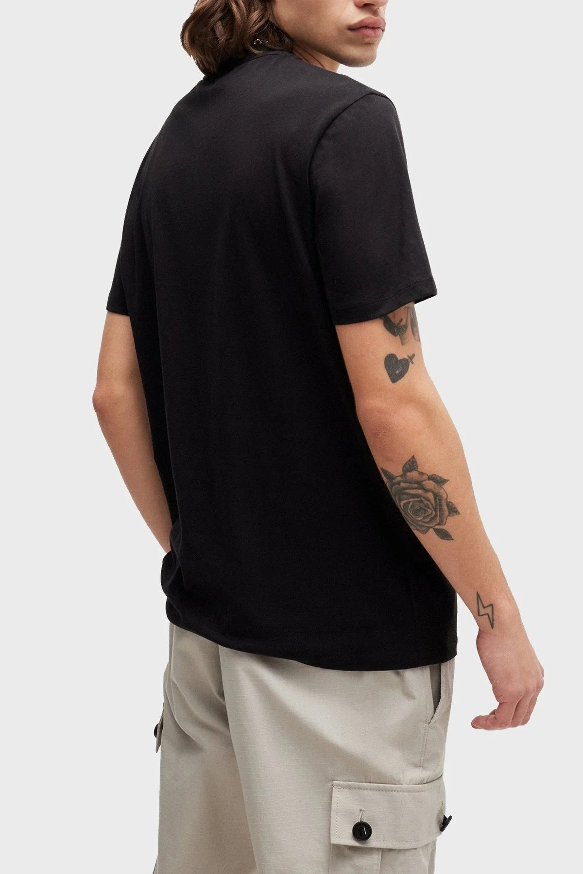 Hugo % 100 Pamuk Regular Fit Efekt Logolu Erkek T Shirt 50515282 001 SİYAH - 3