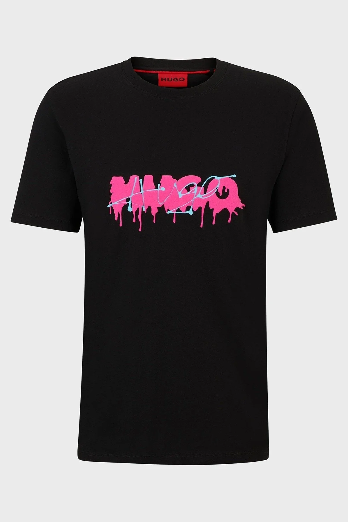 Hugo % 100 Pamuk Regular Fit Efekt Logolu Erkek T Shirt 50515282 001 SİYAH - 5