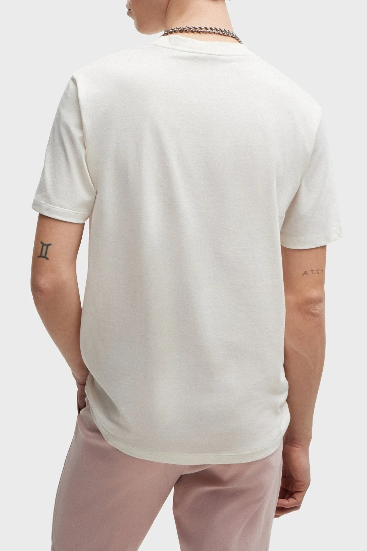 Hugo % 100 Pamuk Regular Fit Efekt Logolu Erkek T Shirt 50515282 121 EKRU - 3