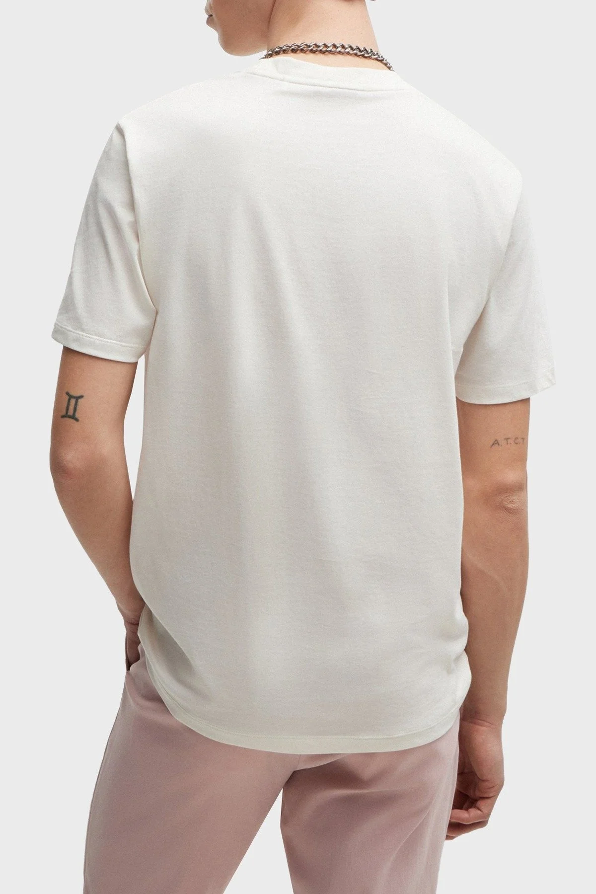 Hugo % 100 Pamuk Regular Fit Efekt Logolu Erkek T Shirt 50515282 121 EKRU - 3