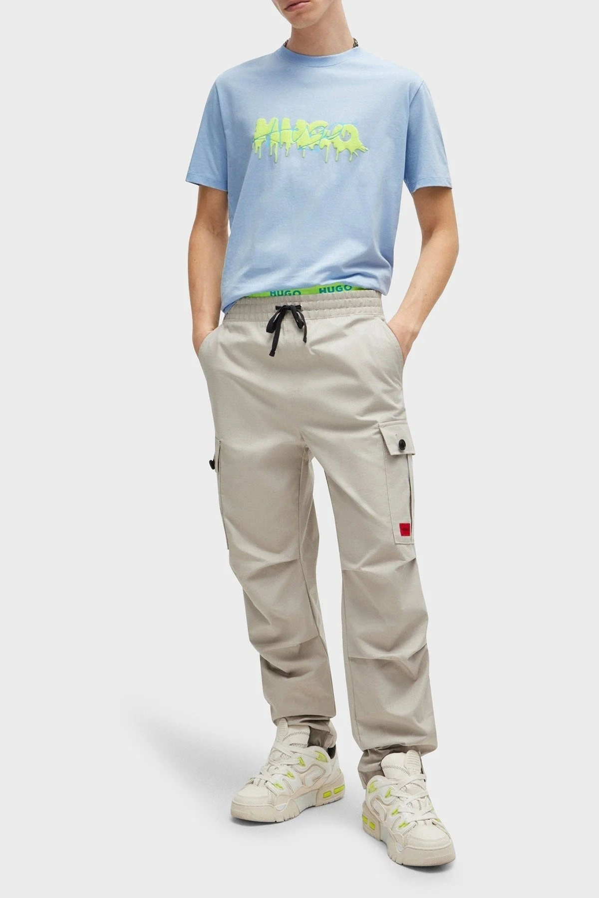 Hugo % 100 Pamuk Regular Fit Efekt Logolu Erkek T Shirt 50515282 455 AÇIK MAVİ - 7