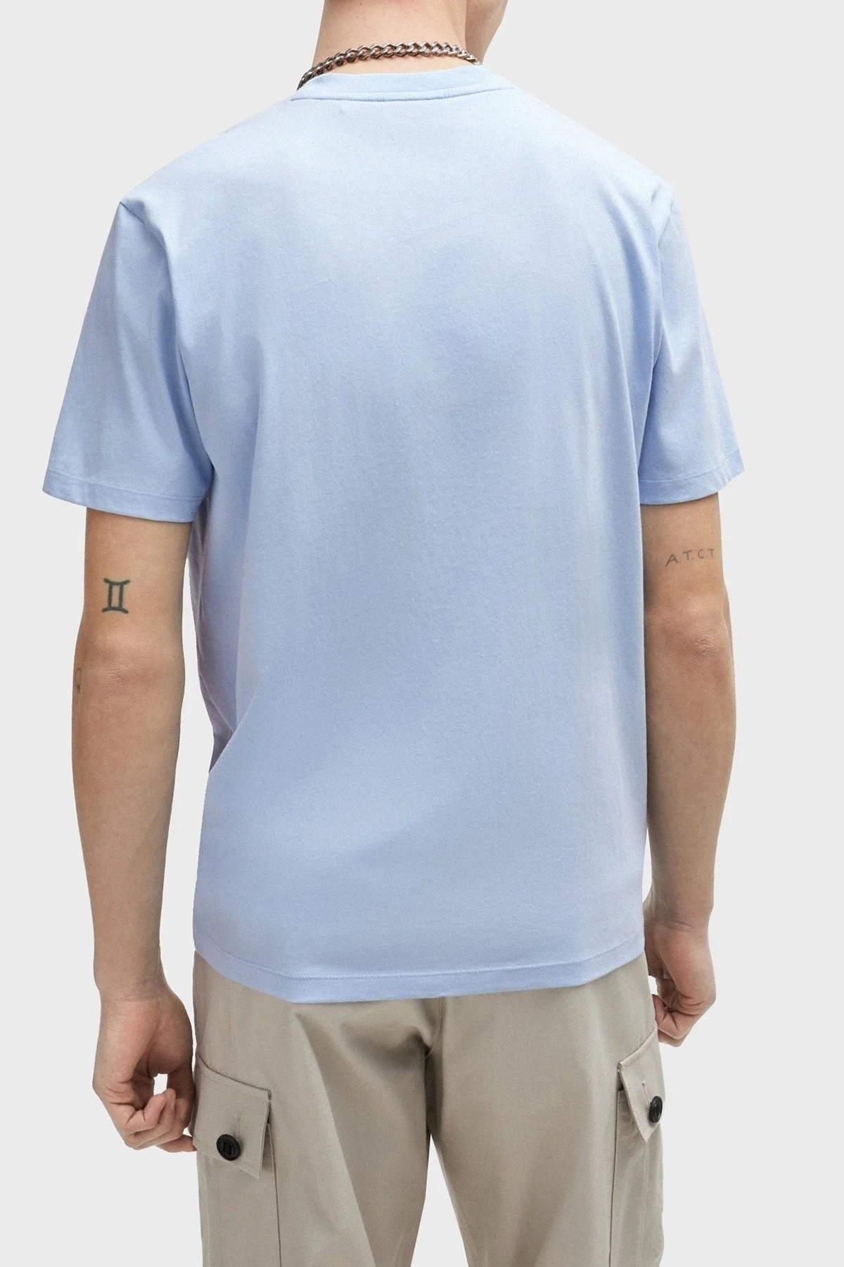 Hugo % 100 Pamuk Regular Fit Efekt Logolu Erkek T Shirt 50515282 455 AÇIK MAVİ - 8