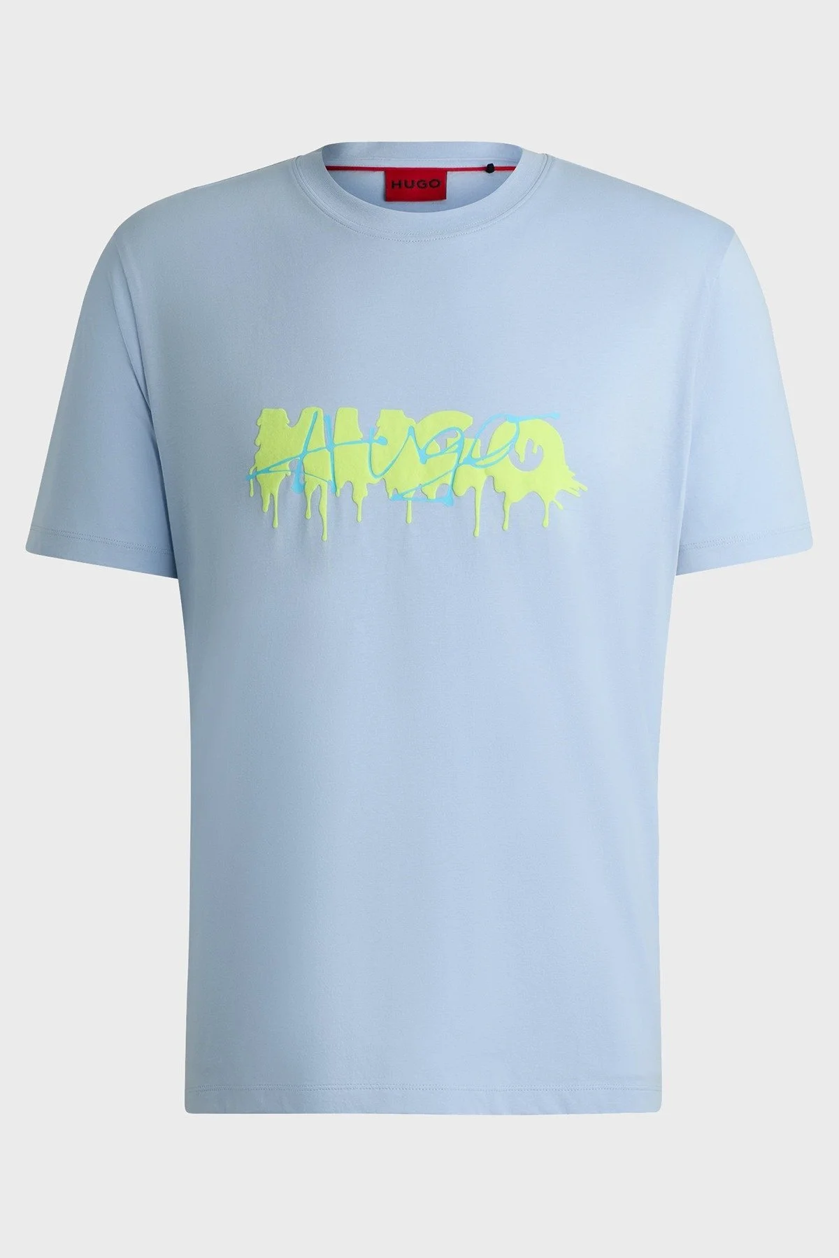 Hugo % 100 Pamuk Regular Fit Efekt Logolu Erkek T Shirt 50515282 455 AÇIK MAVİ - 5