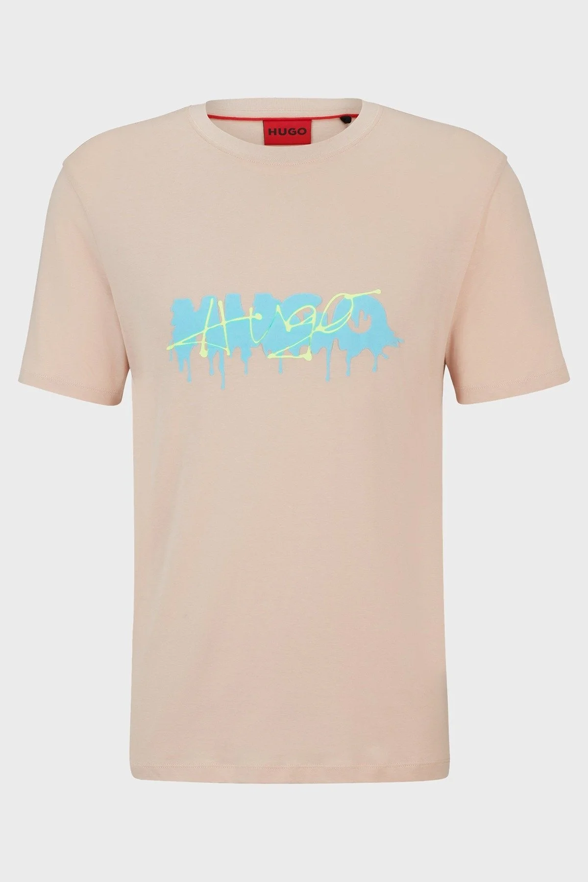 Hugo % 100 Pamuk Regular Fit Efekt Logolu Erkek T Shirt 50515282 681 PUDRA - 5