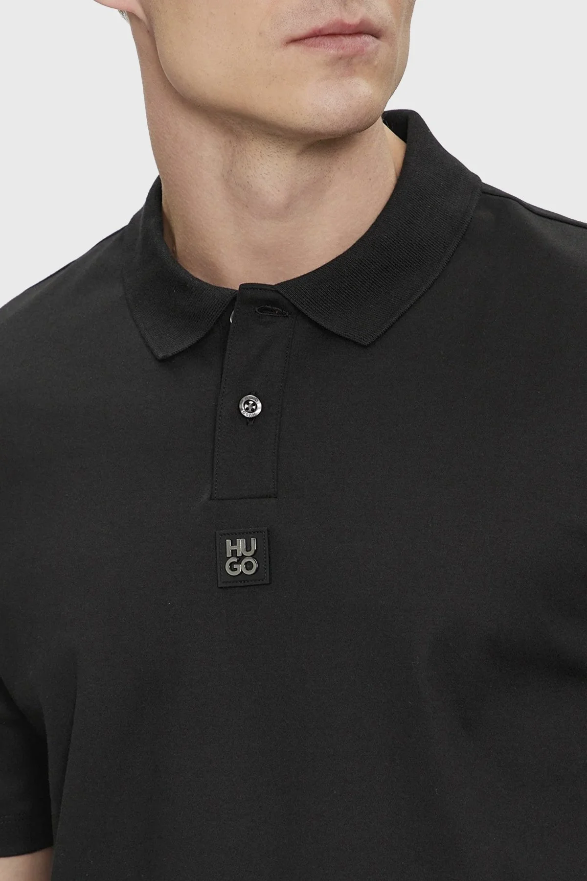 Hugo % 100 Pamuk Regular Fit Erkek Polo Yaka T Shirt 50515269 001 SİYAH - 4