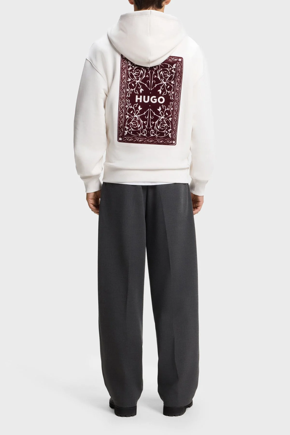 Hugo %100 Pamuk Regular Fit Kapüşonlu Yaka Logo Baskılı Erkek Sweat 50568581 102 Beyaz - 4