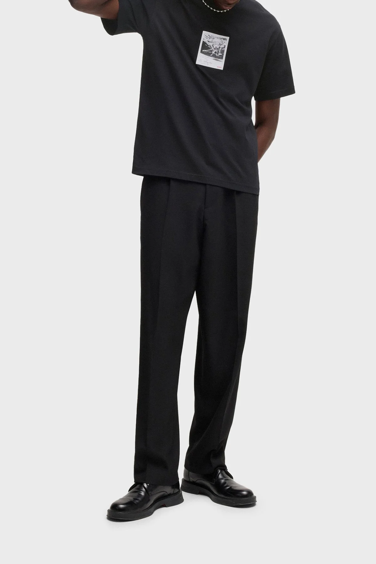 Hugo % 100 Pamuk Relaxed Fit Bisiklet Yaka Baskılı Erkek T Shirt 50537535 001 SİYAH - 2