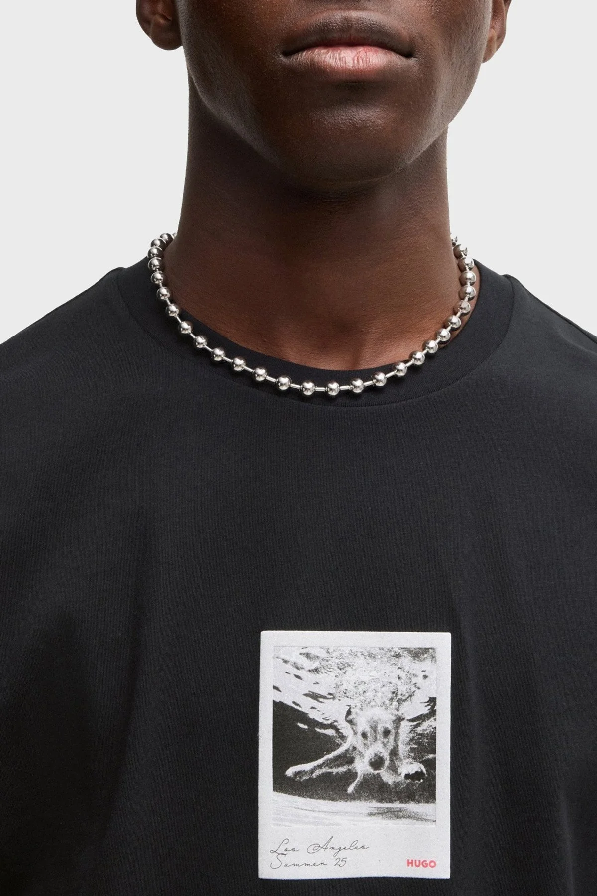 Hugo % 100 Pamuk Relaxed Fit Bisiklet Yaka Baskılı Erkek T Shirt 50537535 001 SİYAH - 3