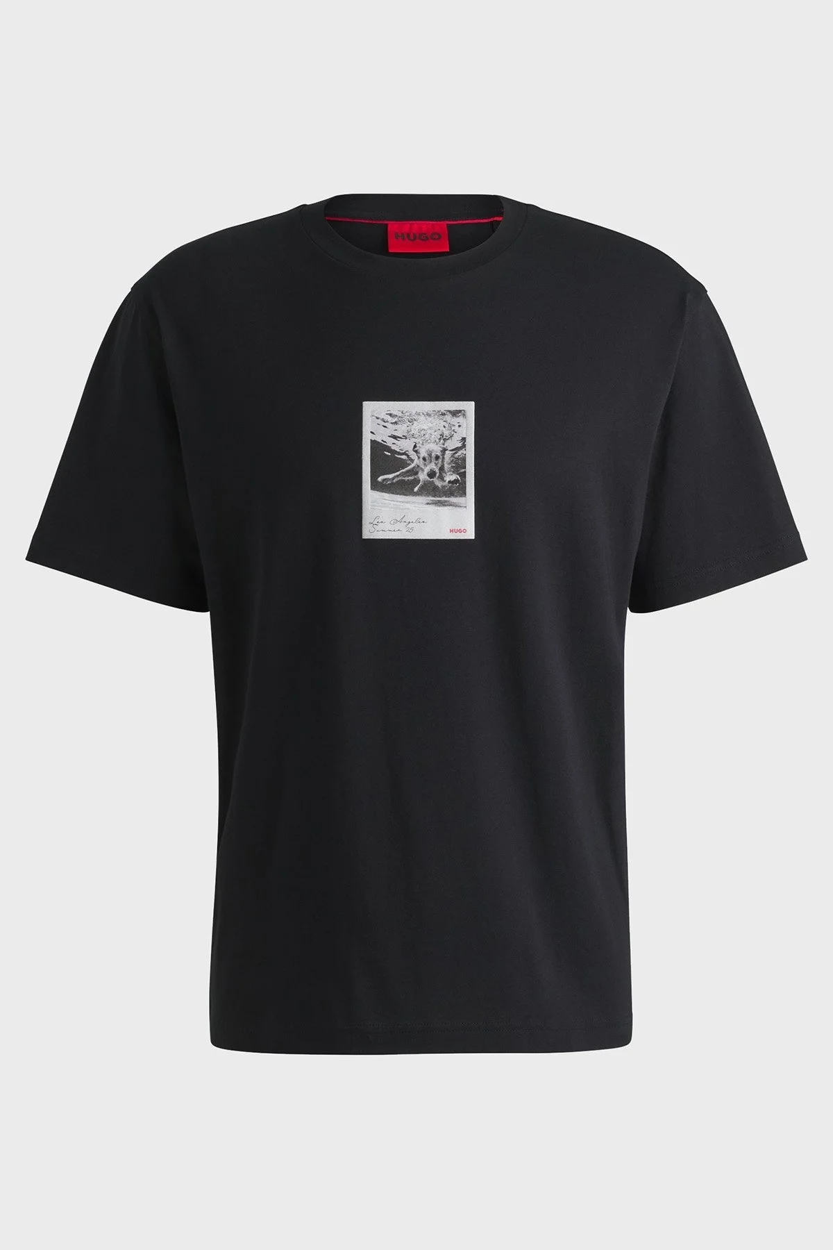 Hugo % 100 Pamuk Relaxed Fit Bisiklet Yaka Baskılı Erkek T Shirt 50537535 001 SİYAH - 5