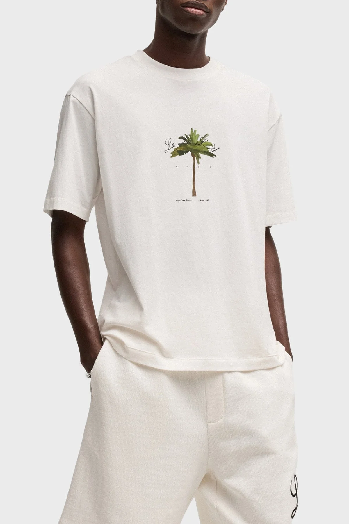 Hugo % 100 Pamuk Relaxed Fit Bisiklet Yaka Baskılı Erkek T Shirt 50538972 102 BEYAZ - 1