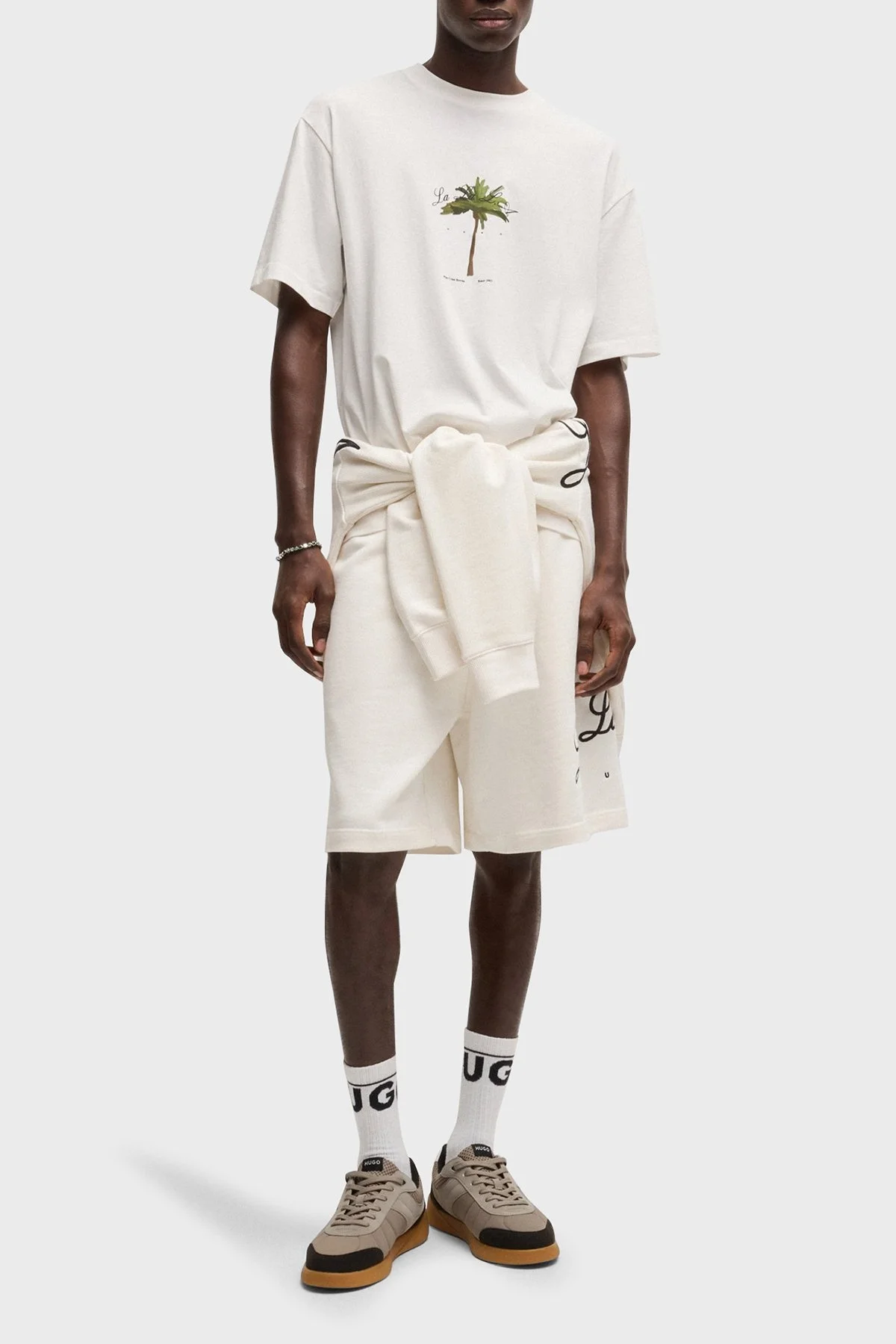 Hugo % 100 Pamuk Relaxed Fit Bisiklet Yaka Baskılı Erkek T Shirt 50538972 102 BEYAZ - 2