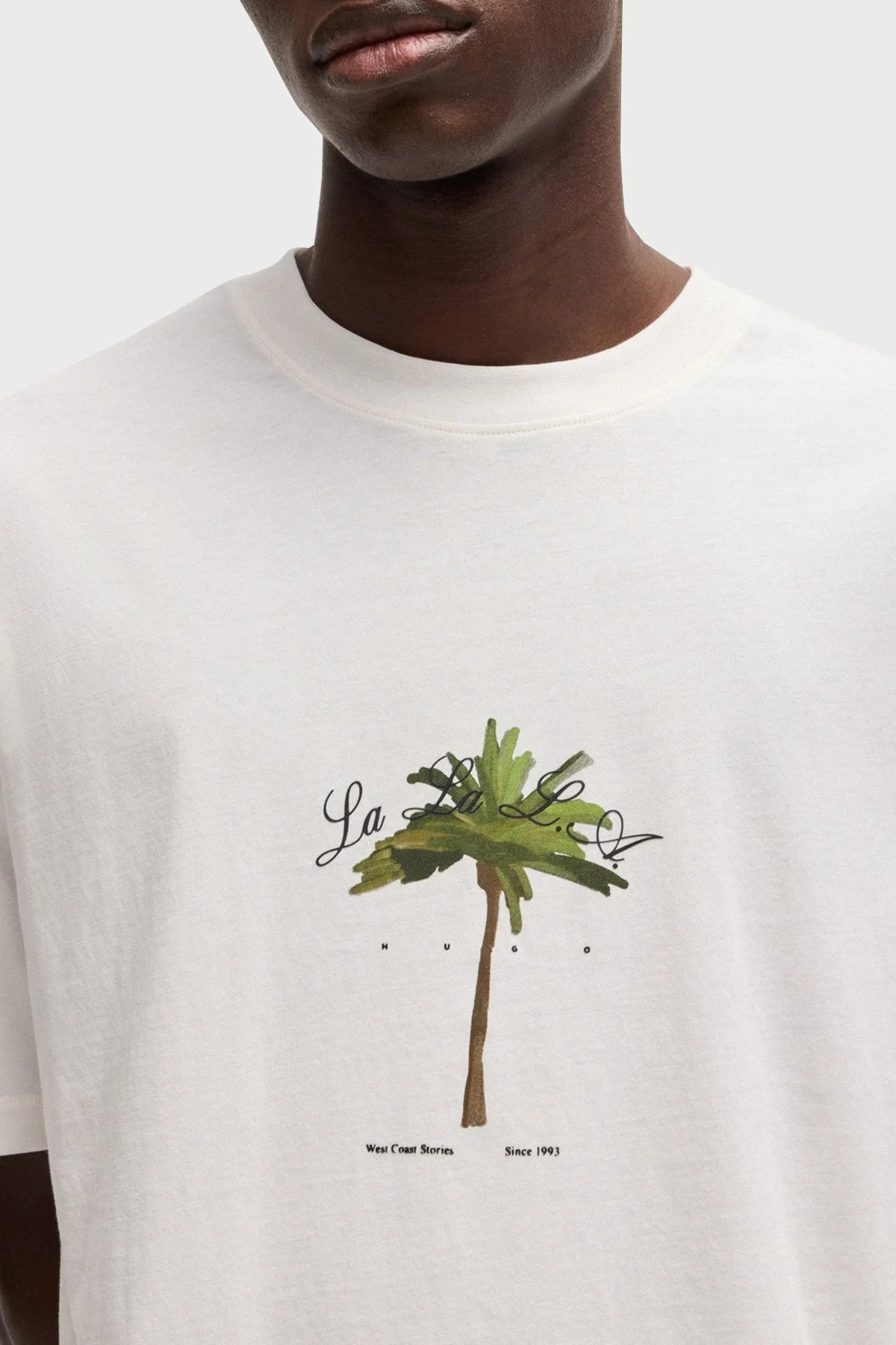 Hugo % 100 Pamuk Relaxed Fit Bisiklet Yaka Baskılı Erkek T Shirt 50538972 102 BEYAZ - 3