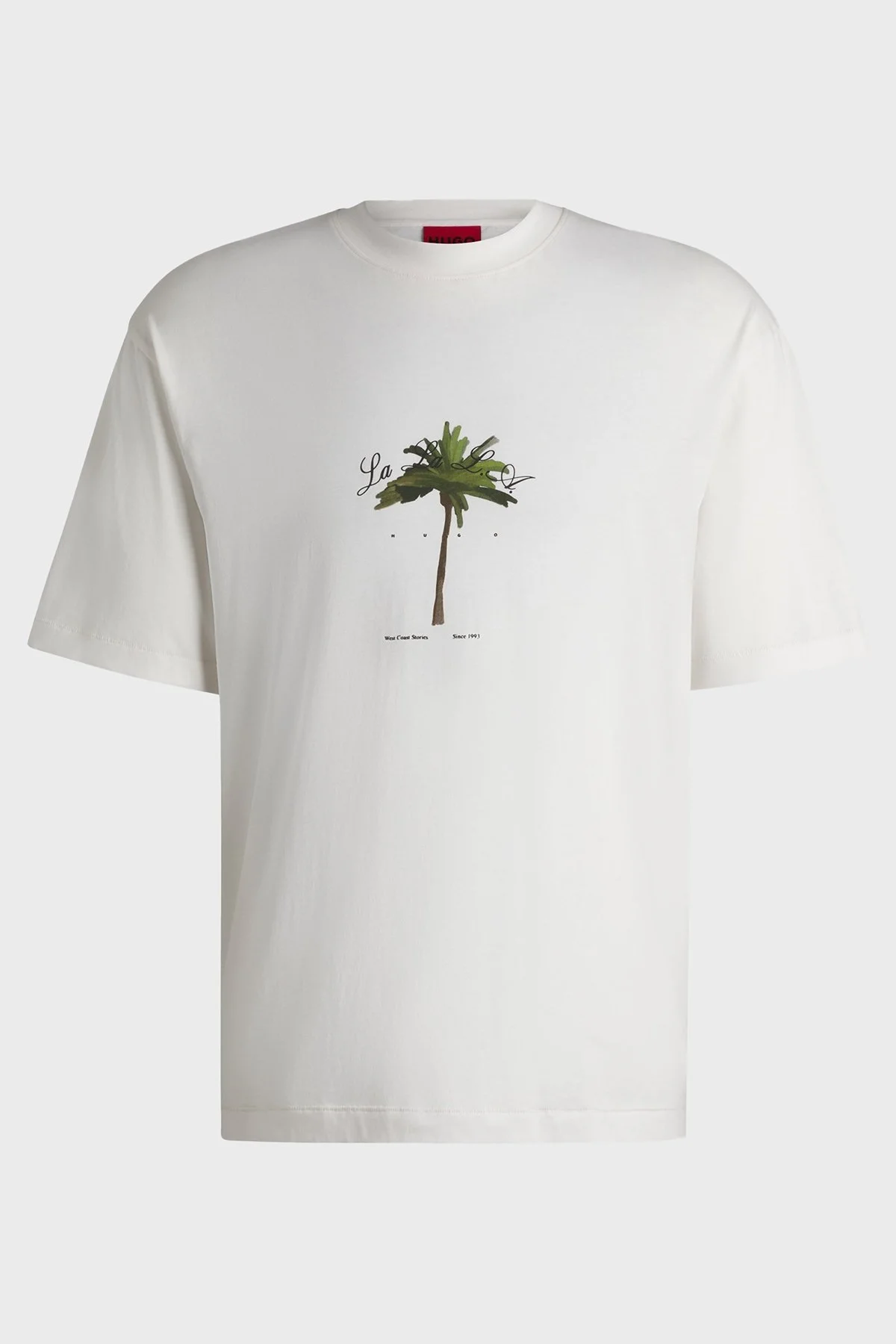 Hugo % 100 Pamuk Relaxed Fit Bisiklet Yaka Baskılı Erkek T Shirt 50538972 102 BEYAZ - 5