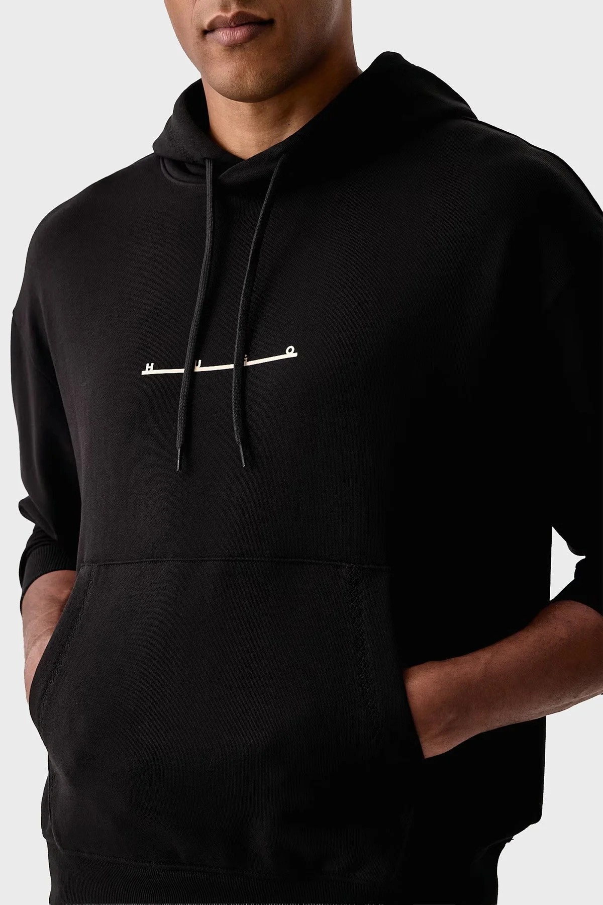 Hugo %100 Pamuk Relaxed Fit Bisiklet Yaka Logo Baskılı Erkek Sweat 50568110 001 Siyah - 4