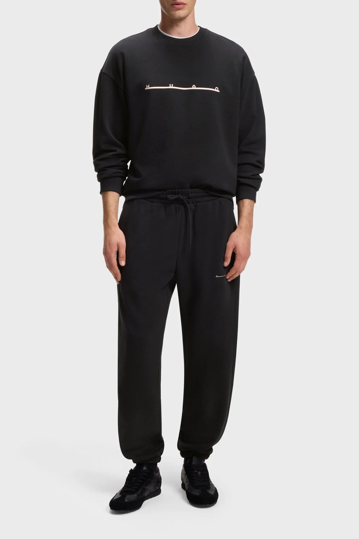 Hugo %100 Pamuk Relaxed Fit Bisiklet Yaka Logo Baskılı Erkek Sweat 50568124 001 Siyah - 3