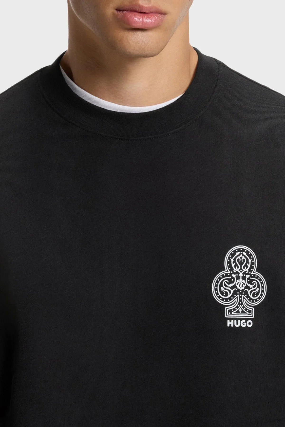 Hugo %100 Pamuk Relaxed Fit Bisiklet Yaka Logo Baskılı Erkek Sweat 50568287 001 Siyah - 4