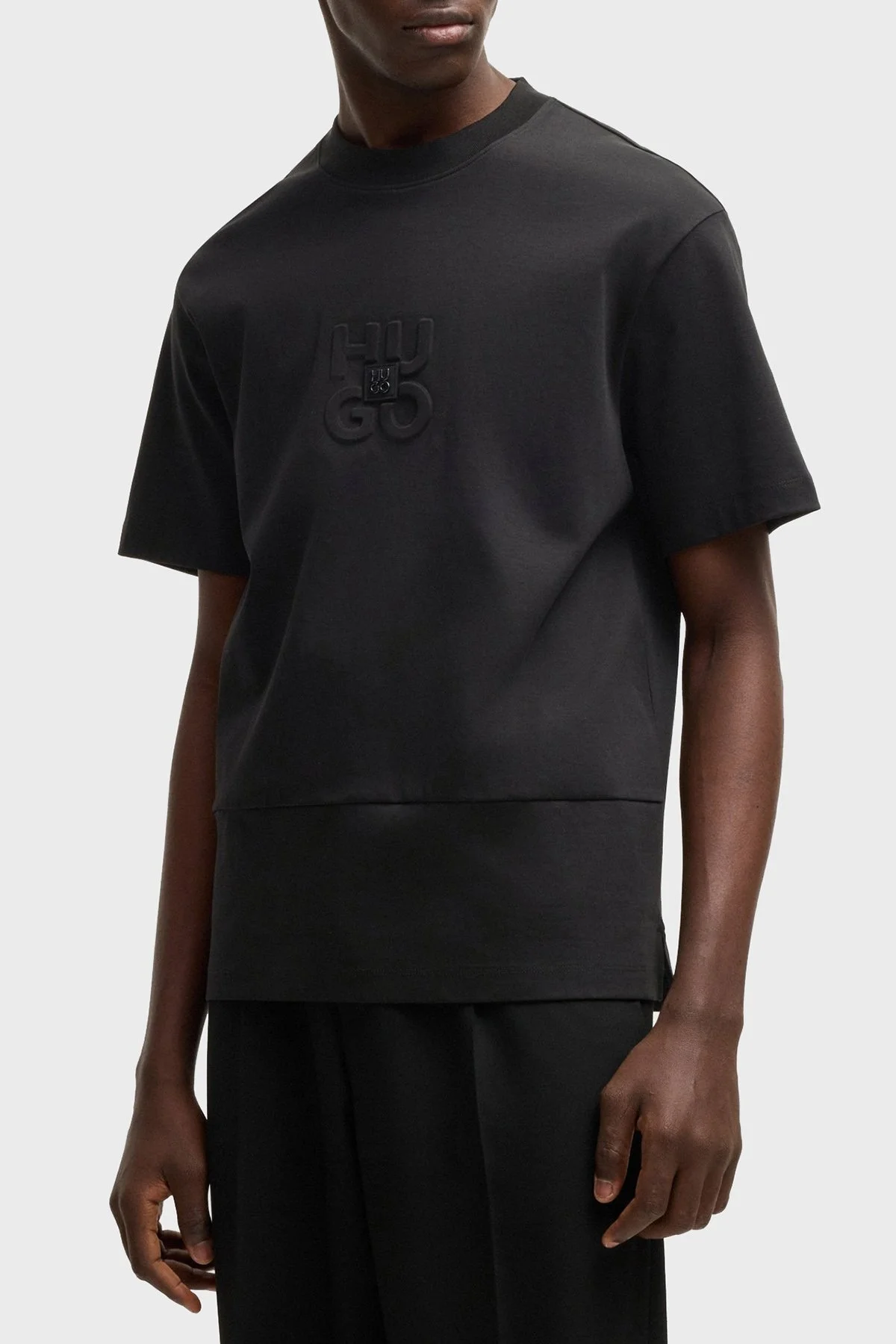 Hugo % 100 Pamuk Relaxed Fit Bisiklet Yaka Logolu Erkek T Shirt 50535499 001 SİYAH - 1