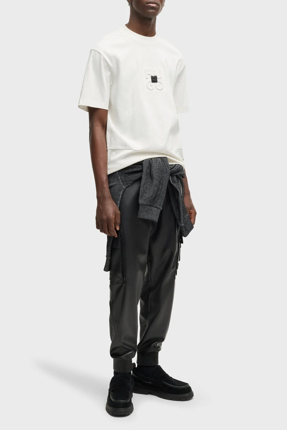 Hugo % 100 Pamuk Relaxed Fit Bisiklet Yaka Logolu Erkek T Shirt 50535499 102 BEYAZ - 2