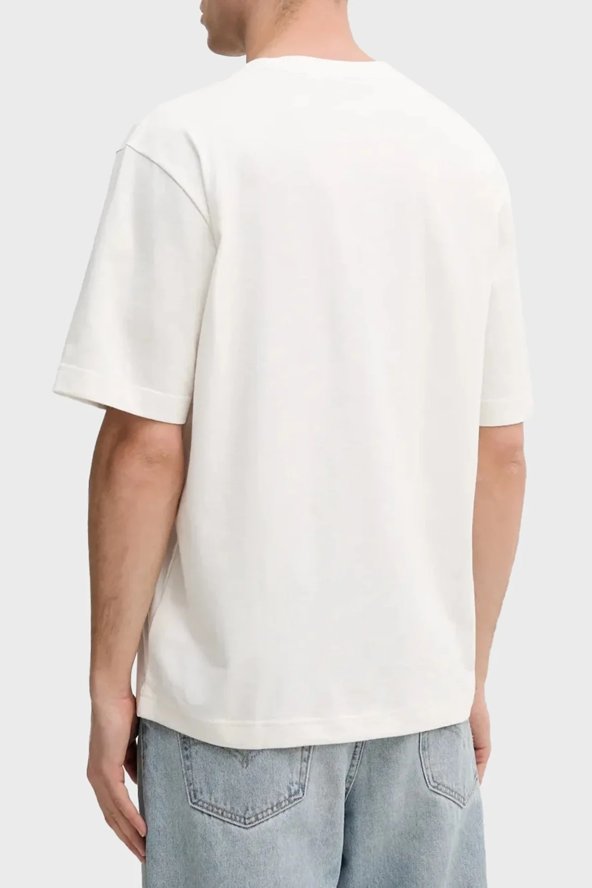 Hugo % 100 Pamuk Relaxed Fit Bisiklet Yaka Logolu Erkek T Shirt 50539052 102 BEYAZ - 2