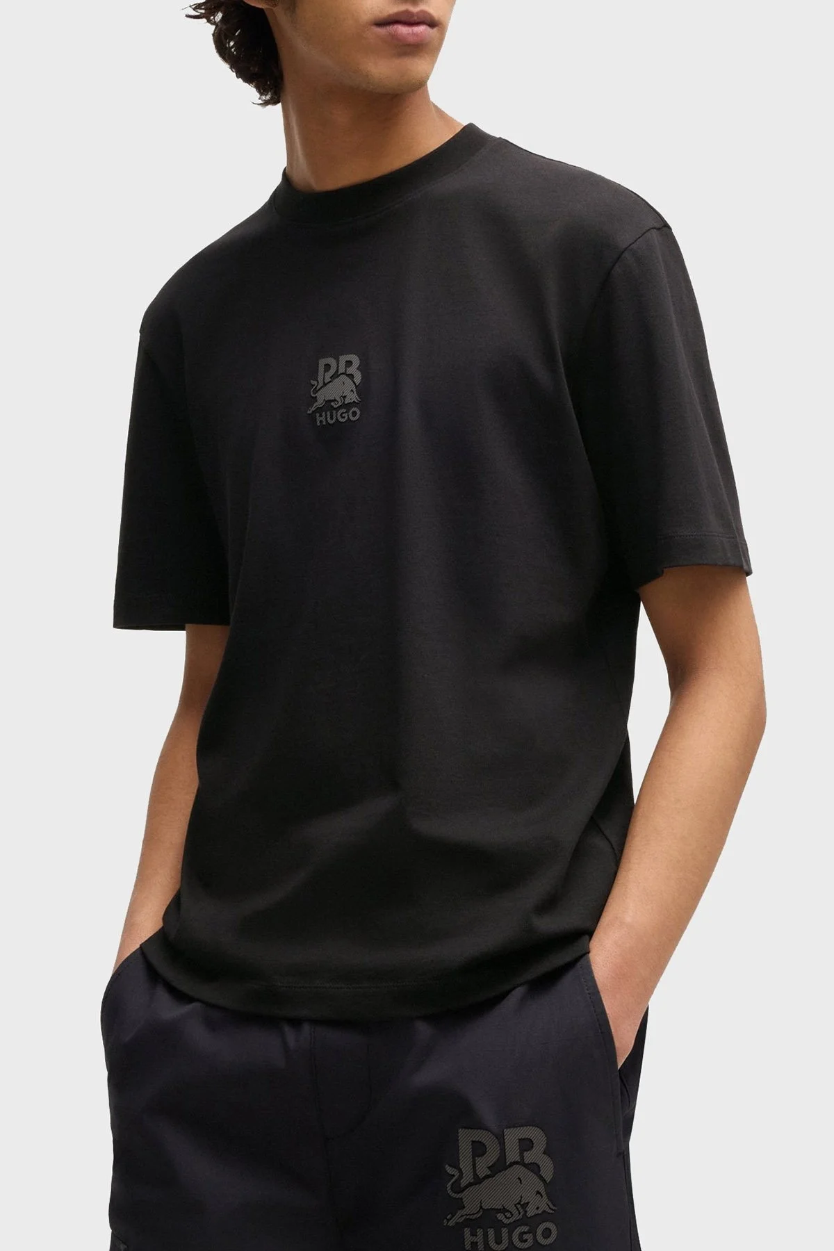 Hugo % 100 Pamuk Relaxed Fit Bisiklet Yaka Logolu Erkek T Shirt 50542766 001 SİYAH - 1