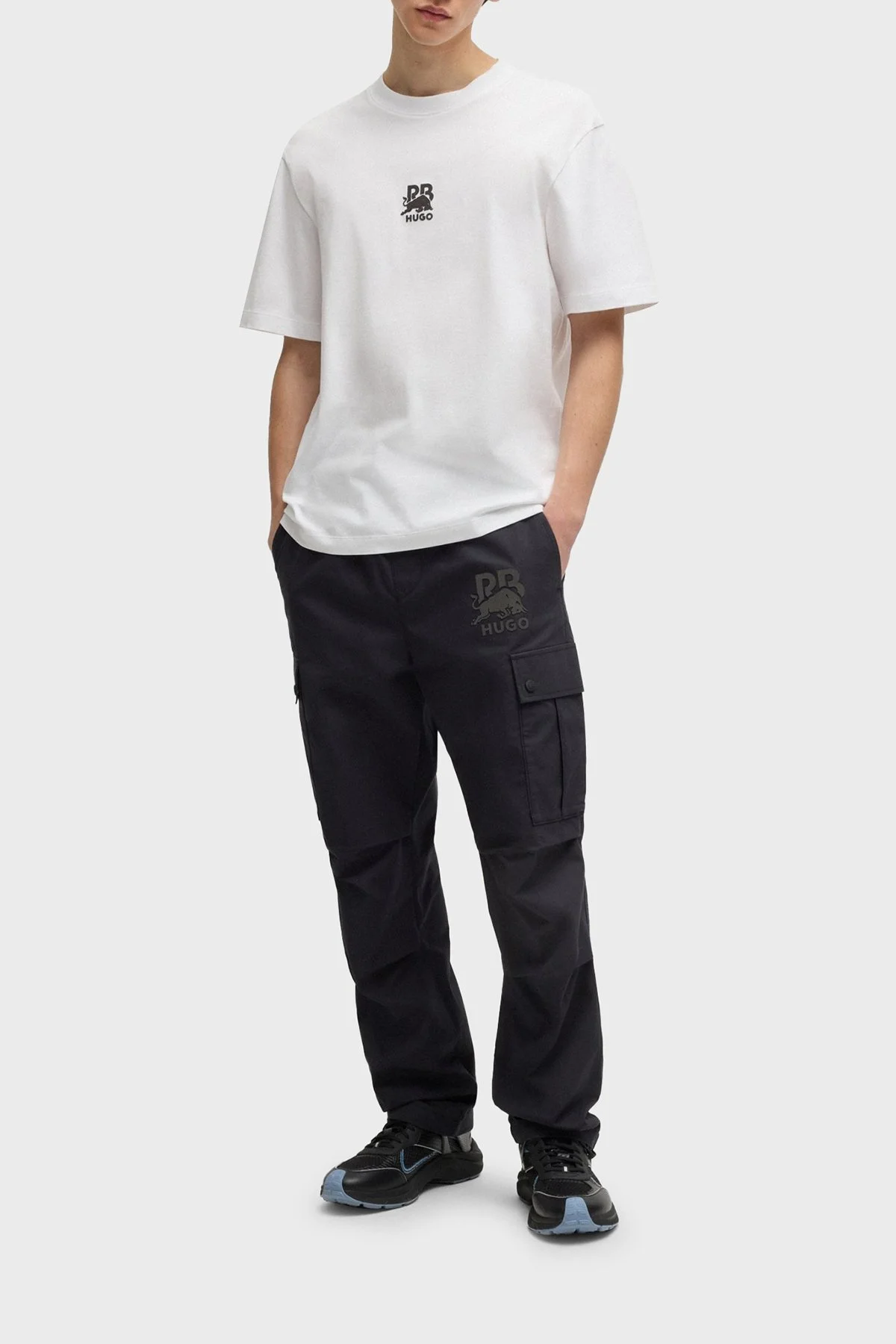 Hugo % 100 Pamuk Relaxed Fit Bisiklet Yaka Logolu Erkek T Shirt 50542766 100 BEYAZ - 2