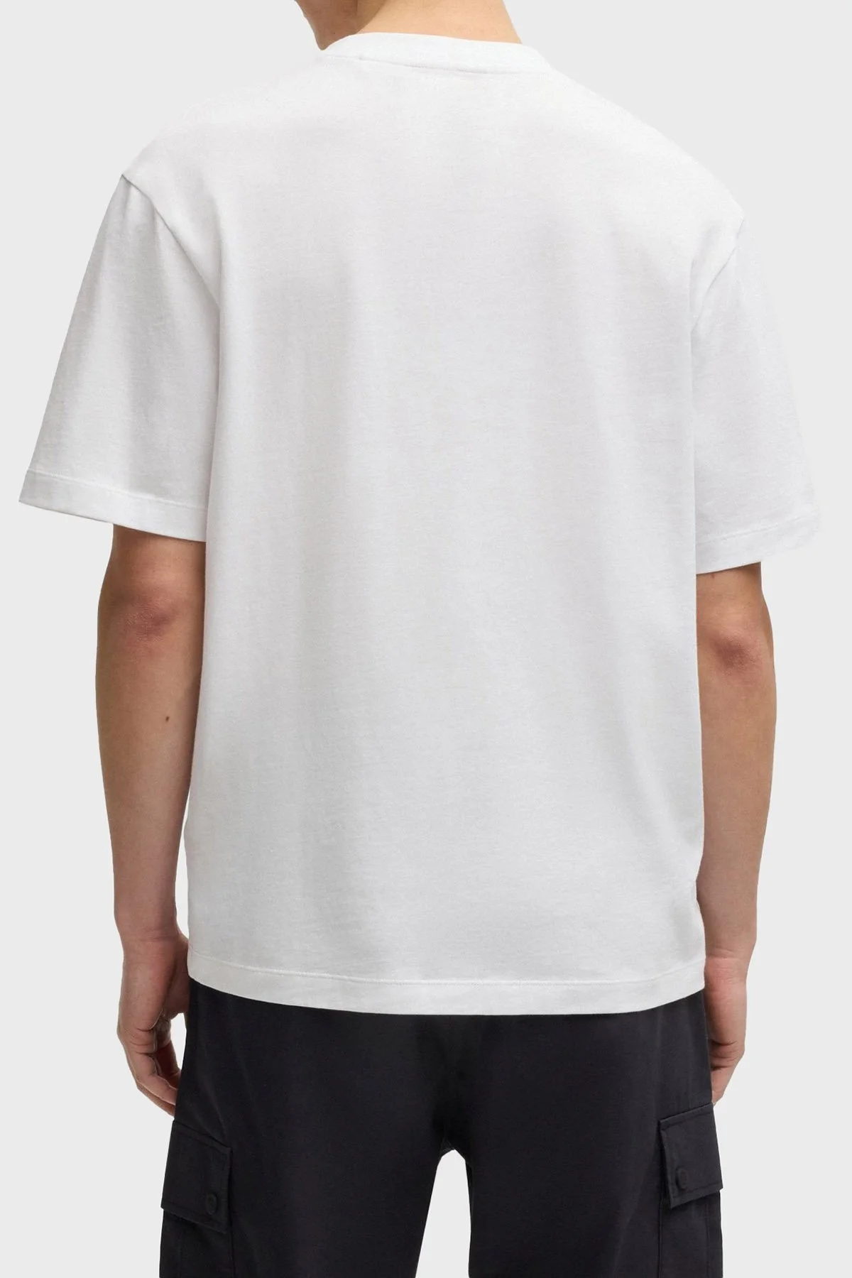 Hugo % 100 Pamuk Relaxed Fit Bisiklet Yaka Logolu Erkek T Shirt 50542766 100 BEYAZ - 3